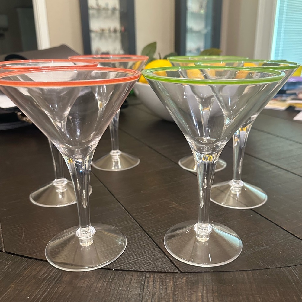 Colorful Rimmed Martini Glass Set
